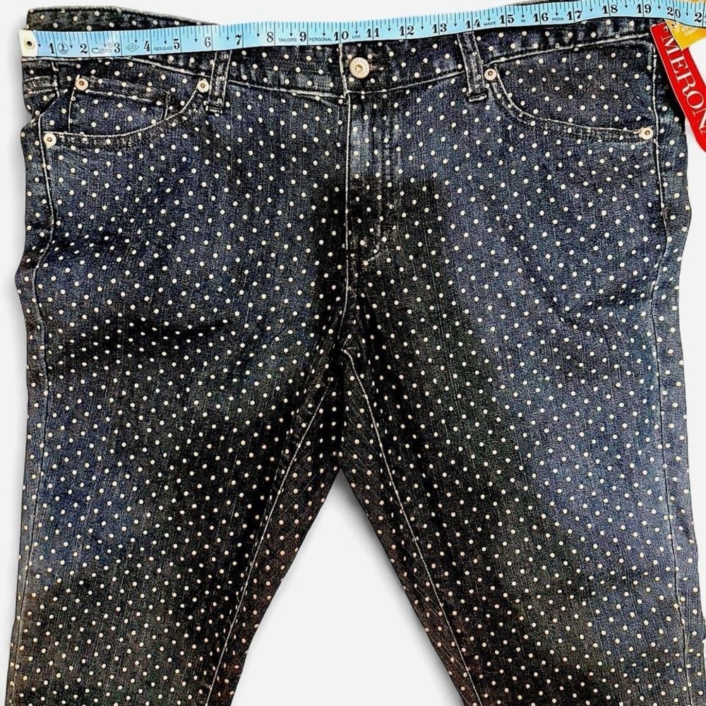 Merona Polka Dot Skinny Jeans | Size 16 | Mid-Rise Fit 3 | Dark Wash | NWT - Picture 3 of 6